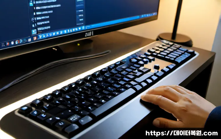 본동 Press Ctrl Alt Del to restart - Photorealistic remote-support workstation in a compact Bongdong apartment office, technician’s hand ...