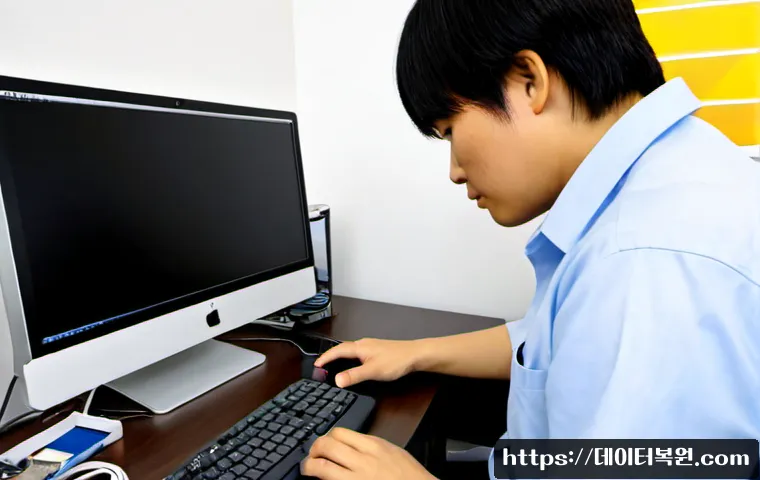 화동 linux재설치 포맷  초기화 - Photorealistic IT support workstation in a compact Hwadong office, technician reinstalling Linux on ...