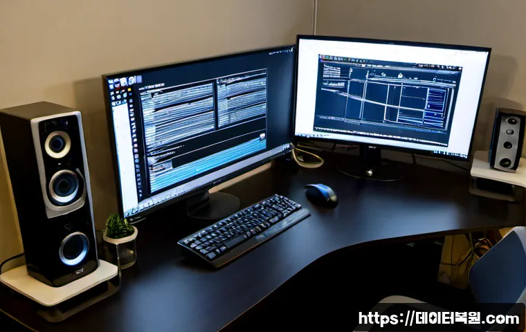 연건동 모니터화면 안나옴 - Photorealistic remote-support workstation in a compact Yeongeon-dong apartment office, dual desktop ...