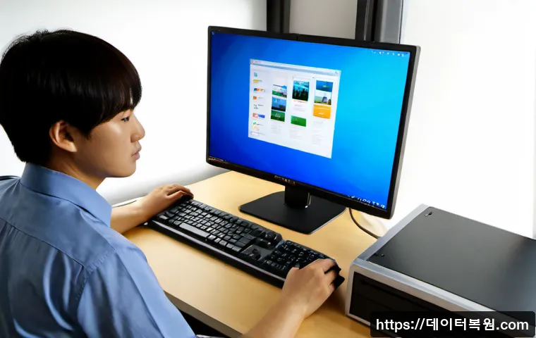 적선동 출장방문윈도우 windows 설치 - Photorealistic remote-support technician installing an operating system on a clean desktop workstati...