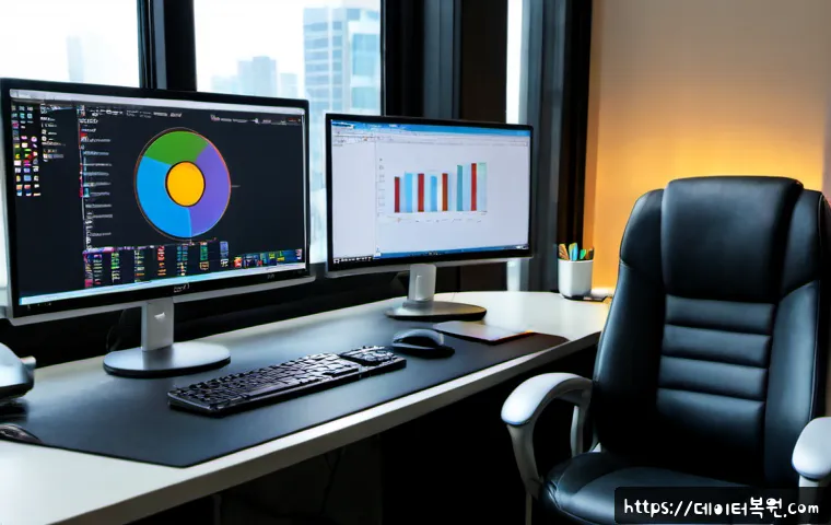 양재동 MEMORY_MANAGEMENT - Photorealistic software engineering workstation in Yangjae-dong, Seoul, dual ultrawide monitors show...