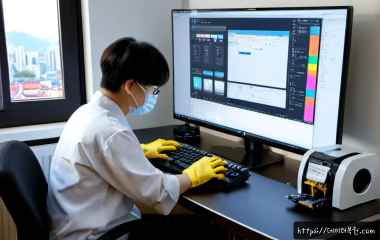 은천동 HARDWARE_MEMORY_FAILURE - Photorealistic IT support workstation in a compact apartment office, desktop computer opened beside ...