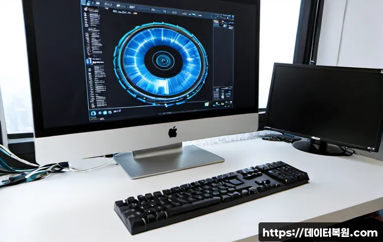후암동 STATUS_INSUFFICIENT_RESOURCES - Photorealistic IT support workstation in a compact hillside apartment office near Huam-dong, desktop...