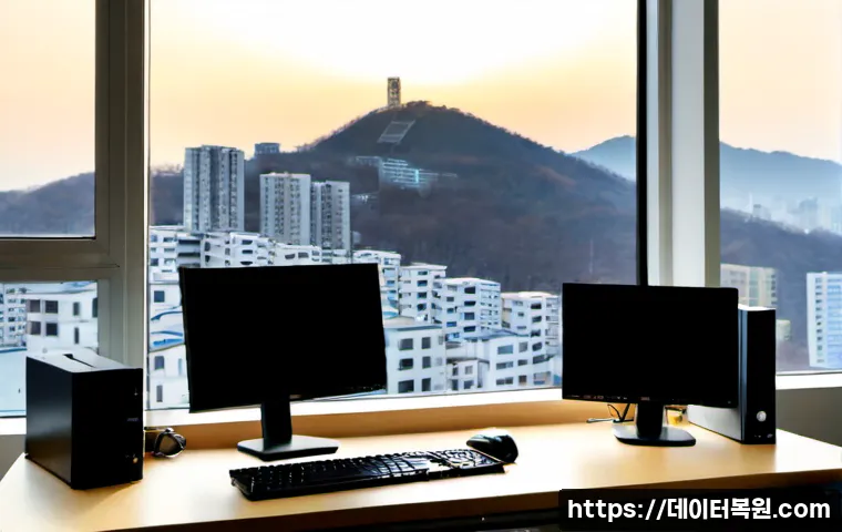 번동 공장초기화복구 - Photorealistic remote-support workstation in a compact Beon-dong apartment office, technician restor...