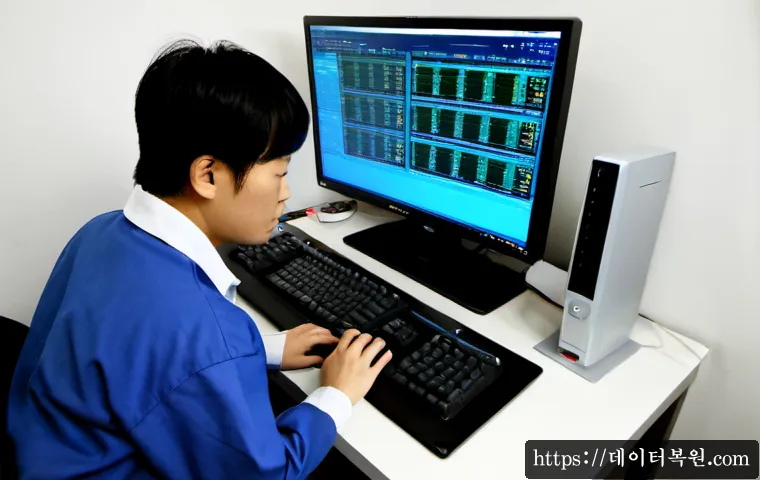 대조동 STATUS_KERNEL_MODULE_CORRUPTION - Photorealistic IT support workstation in a quiet northeastern Seoul apartment office, dual monitors ...