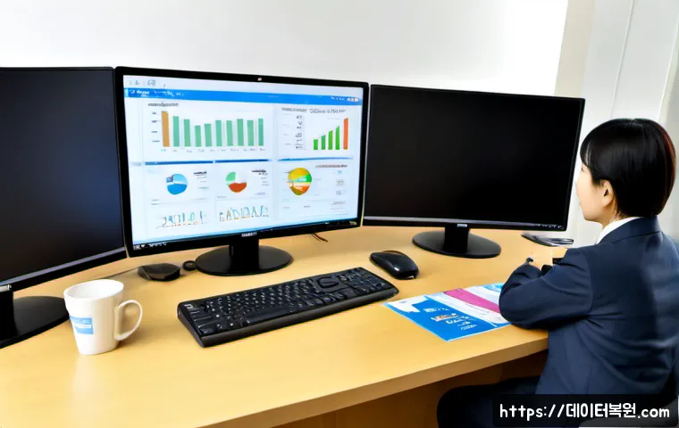 문봉동 MULTIPLE_IRP_COMPLETE_REQUESTS - Photorealistic financial operations workstation in a quiet Mungbong-dong office, dual monitors showi...