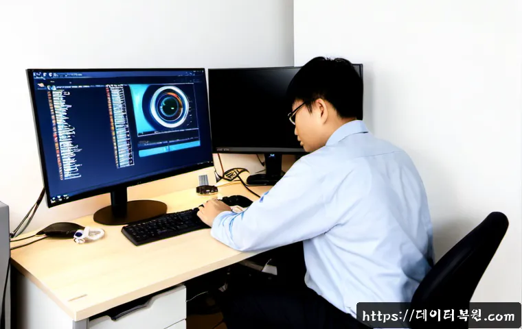 조원동 STATUS_KERNEL_DISK_ERROR - Photorealistic IT support workstation in a compact apartment near Jowon-dong, Suwon, desktop tower o...