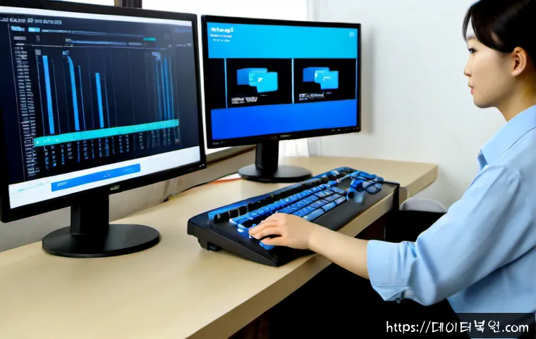 구기동 WHEA_UNCORRECTABLE_ERROR - Photorealistic remote-support workstation in a quiet hillside apartment, dual monitors showing a bla...