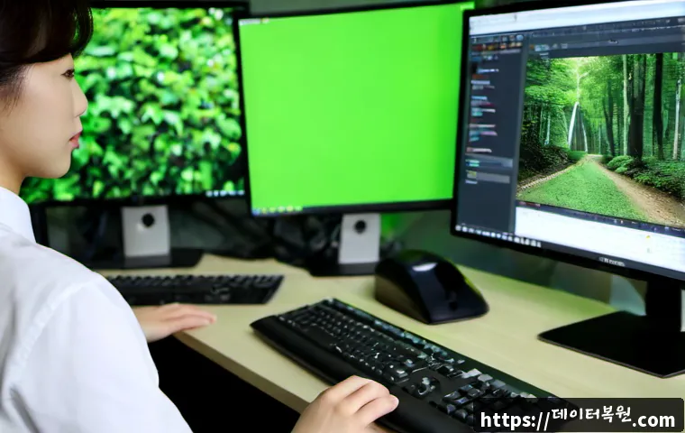 산림동 POOL_HEADER_CORRUPTION - Photorealistic remote-support workstation in a compact Korean office, technician restoring a corrupt...