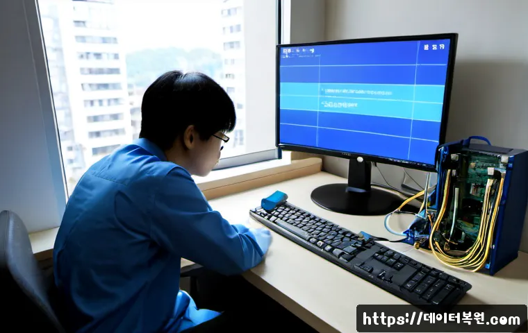 덕이동 PAGE_FAULT_IN_NONPAGED_AREA - Photorealistic IT support workstation in Deogi-dong, a desktop monitor showing a blue system crash s...