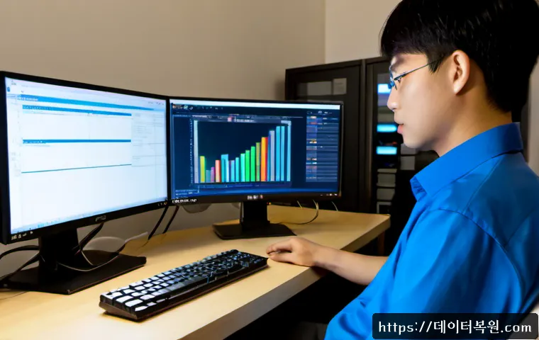 인헌동 POOL_HEADER_CORRUPTION - Photorealistic remote IT support workstation in a compact Inheon-dong apartment office, dual monitor...