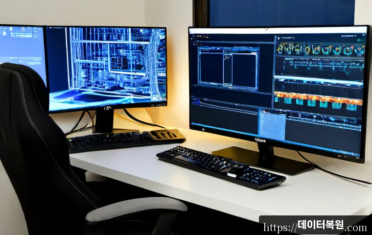 청파동 부팅불가 - Photorealistic remote IT support scene in a compact Cheongpa-dong apartment workspace, desktop tower...