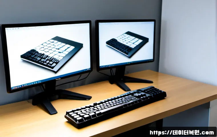 성북구 STATUS_FLOAT_INVALID_OPERATION - Photorealistic software support workstation in a quiet Seongbuk residential studio, dual monitors di...