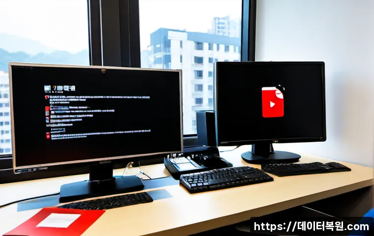 중림동 STATUS_FILE_NOT_FOUND - Photorealistic IT support workstation in a compact Jungnim-dong office, technician examining a deskt...