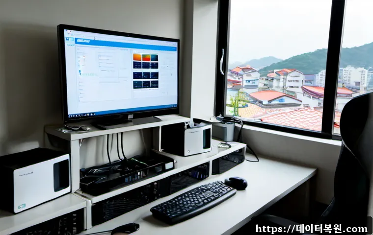 녹번동 STATUS_UNSUCCESSFUL - Photorealistic remote IT support workstation in a compact Eunpyeong residential office, dual monitor...
