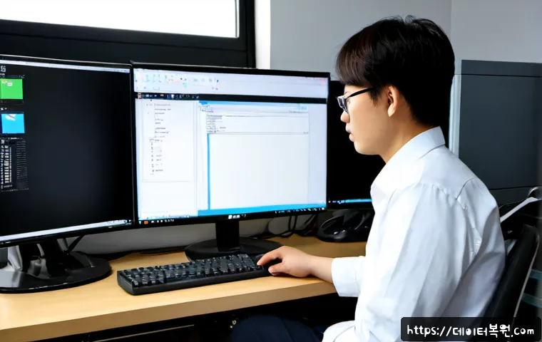 미성동 STATUS_DEVICE_NOT_READY - Photorealistic IT support workstation in a compact Misinseong neighborhood office, desktop computer ...
