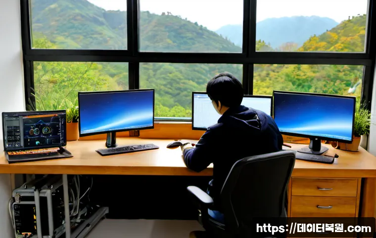 삼청동 CRITICAL_OBJECT_TERMINATION - Photorealistic remote-support workstation in a refined studio near a quiet historic hillside distric...
