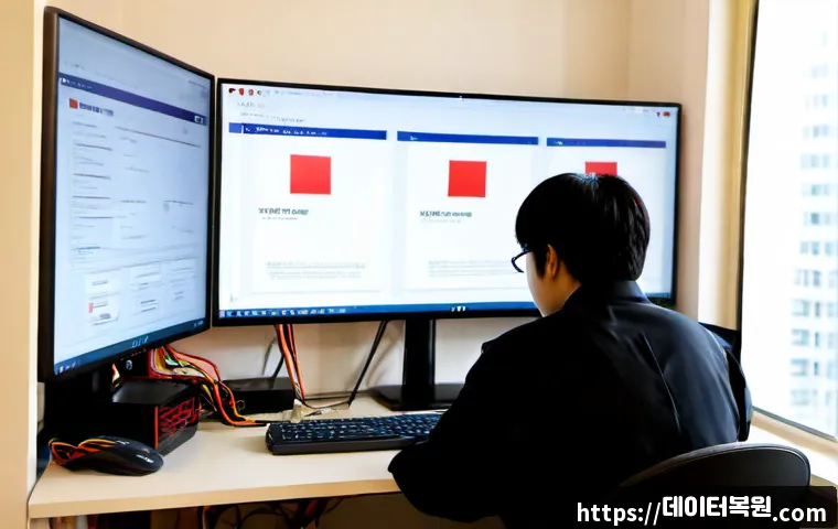 삼전동 STATUS_FILE_READ_FAILURE - Photorealistic remote IT support workstation in a compact Samjeon-dong apartment office, dual monito...