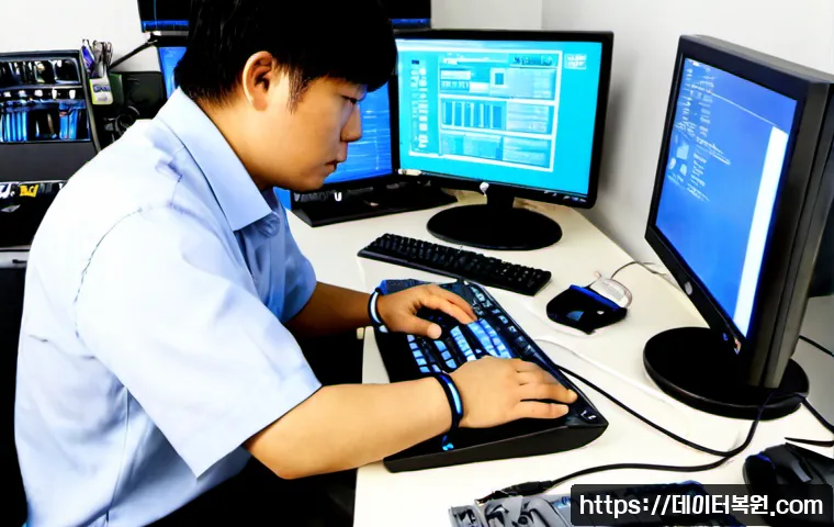 흥인동 DRIVER_VERIFIER_DETECTED_VIOLATION - Photorealistic IT support workstation in a compact Hungin-dong electronics repair studio, dual monit...