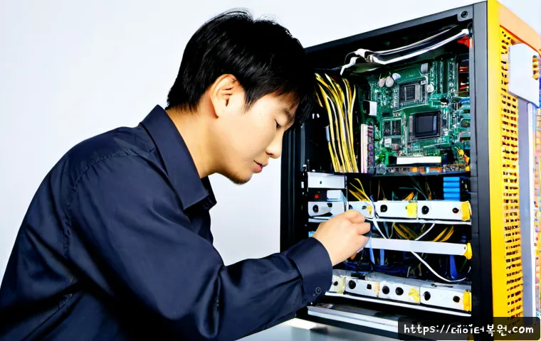 신원동 파워조립 및 교체수리 - Photorealistic electronics repair workstation in a compact Sinwon-dong computer service studio, tech...