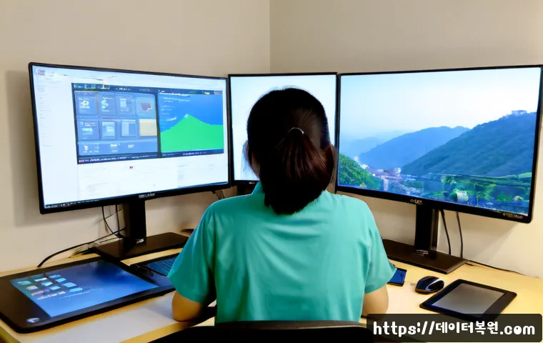 인헌동 STATUS_KERNEL_MODULE_ACCESS_DENIED - Photorealistic IT support workstation in a compact Inheon-dong apartment office, dual monitors showi...