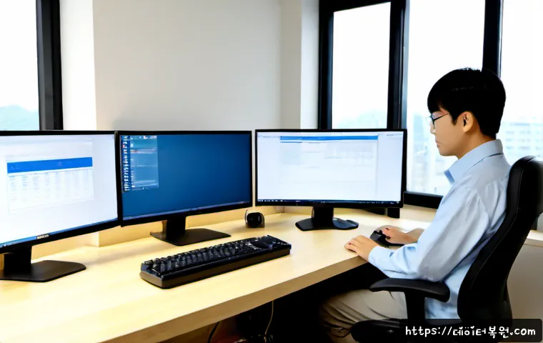 대덕동 STATUS_IMAGE_NOT_FOUND - Photorealistic remote-support workstation in a quiet Daedeok-dong apartment office, dual monitors sh...