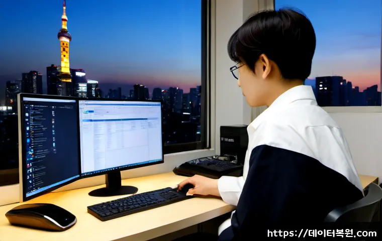 사당동 공장초기화복구 - Photorealistic remote-support workstation in a compact Sadang-dong apartment office, technician care...