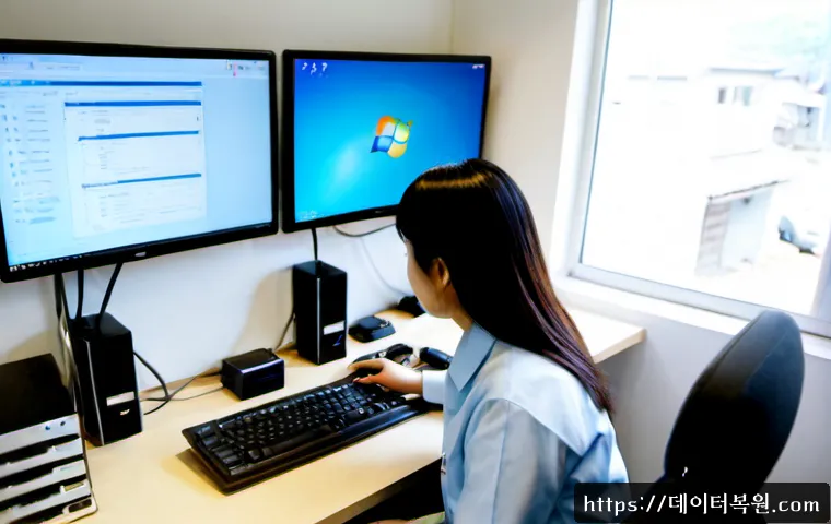 도척면 ftp서버출장방문수리점 - Photorealistic remote-support technician servicing a compact office workstation in a quiet semi-rura...