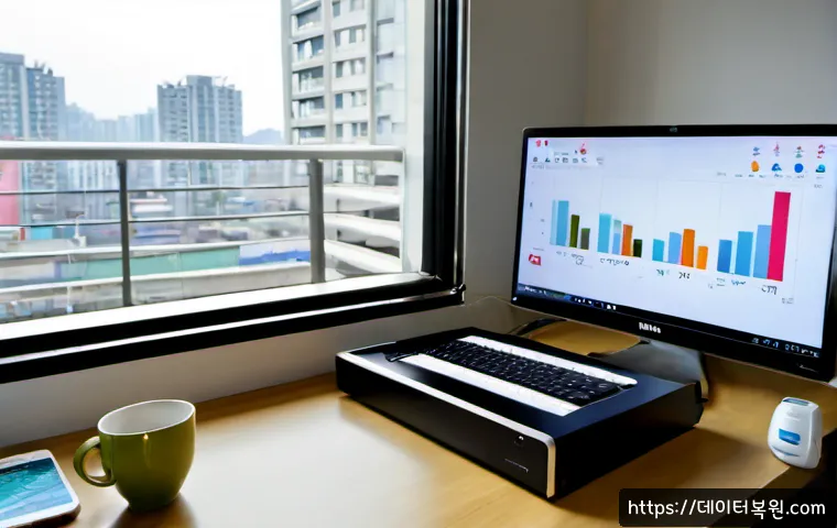 돈의동 USER_MODE_HEALTH_MONITOR - Photorealistic healthcare monitoring workstation in a compact Donui-dong apartment, desktop computer...
