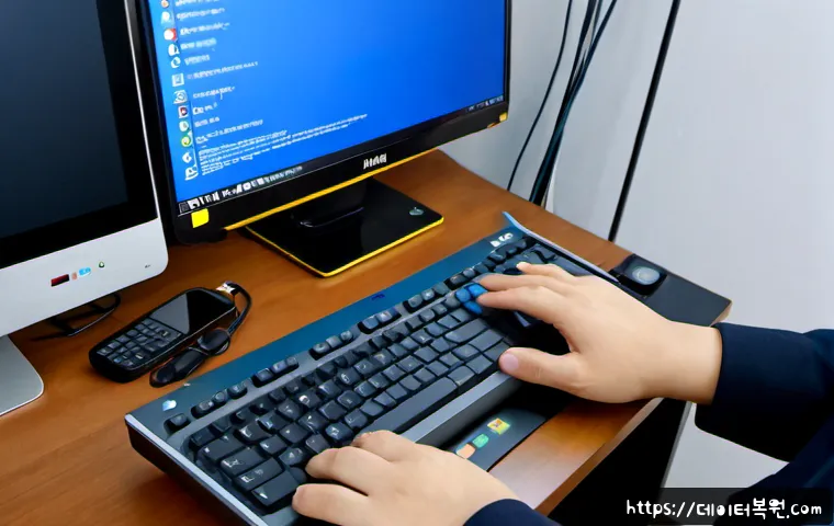 하안동 윈도우8 windows8 재설치 포맷  초기화 - Photorealistic remote-support workstation in a compact Haan-dong apartment office, desktop monitor s...