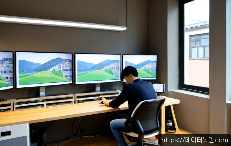 중학동 출장방문윈도우 windows 설치 - Photorealistic onsite Windows installation at a compact Jung-hak-dong architecture studio, technicia...