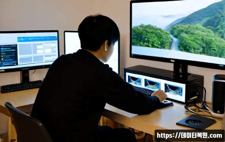 응봉동 linux재설치 포맷  초기화 - Photorealistic remote-support workstation in a compact apartment near a wooded hillside, technician ...