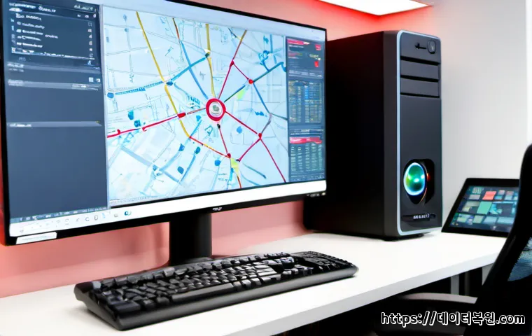 풍동 ATTEMPTED_EXECUTE_OF_NOEXECUTE_MEMORY - Photorealistic cybersecurity workstation in a modern engineering office, dual monitors showing abstr...