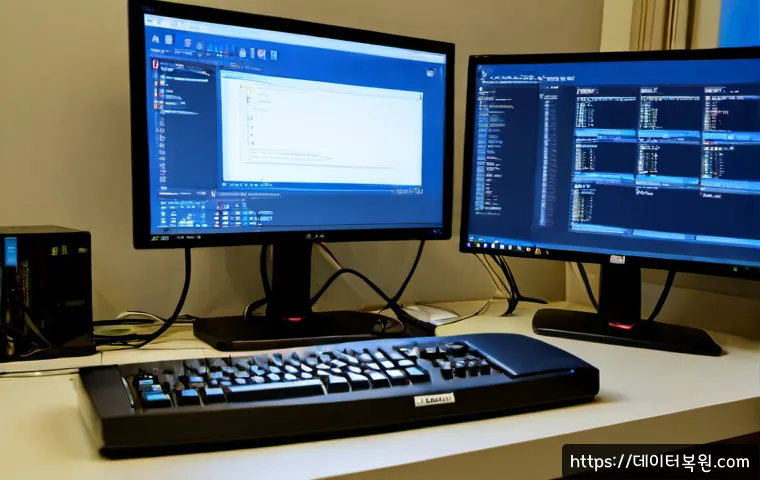 중화동 HAL_INITIALIZATION_FAILED - Photorealistic IT support workstation in a compact apartment office in Jungnang-gu, desktop monitor ...