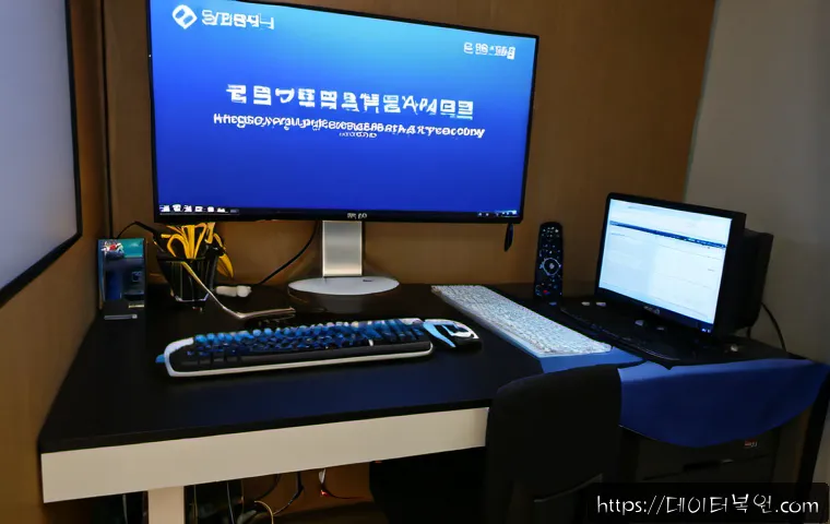 광명동 WHEA_UNCORRECTABLE_ERROR - Photorealistic remote-support workstation in a compact Gwangmyeong-dong apartment office, powerful d...