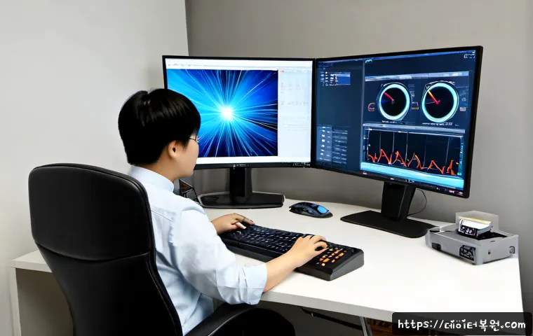 대흥동 부팅안됨 - Photorealistic remote-support workstation in a compact Daeheung-dong studio office, desktop tower op...
