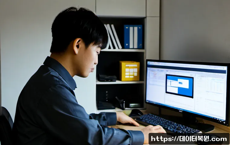 신림동 POOL_CORRUPTION_IN_FILE_AREA - Photorealistic remote-support workstation in a compact Sillim-dong apartment office, dual monitors s...