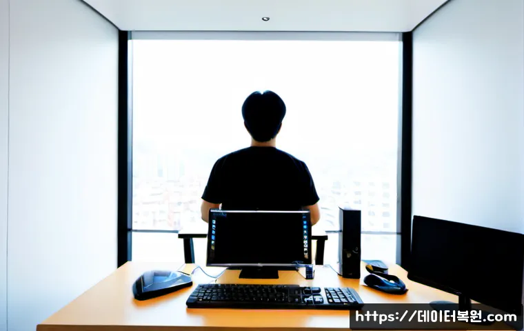 묵정동 윈도우10 windows10 재설치 포맷  초기화 - Photorealistic desktop support workstation in a compact Mugyo-dong office, technician reinstalling W...