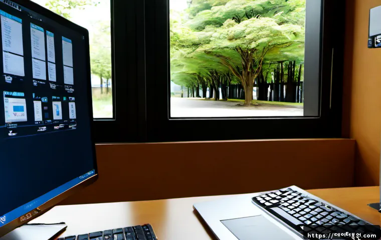 연남동 UDFS_FILE_SYSTEM - Photorealistic remote-support workstation in a compact Yeonnam-dong studio office, dual monitors sho...