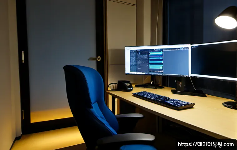 사리현동 STATUS_KERNEL_BOOT_DRIVE_ERROR - Photorealistic remote-support workstation in a quiet Sarihyeon-dong apartment office, desktop tower ...