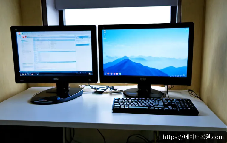 본동 MACHINE_CHECK_EXCEPTION - Photorealistic remote-support workstation in a compact hillside apartment in Bongdong, South Korea, ...