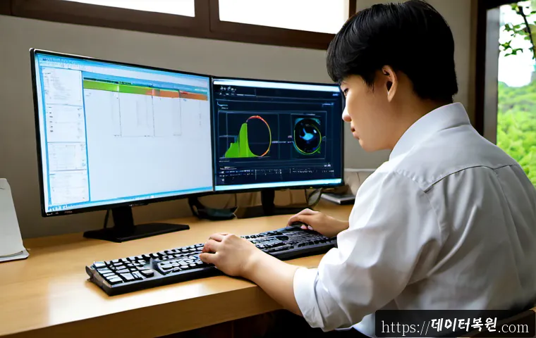 가평읍 STATUS_FLOAT_DIVIDE_BY_ZERO - Photorealistic remote-support workstation in a quiet rural Korean office near wooded hills, dual mon...