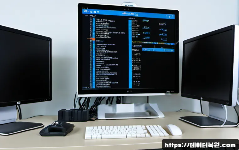 문정동 STATUS_INVALID_PARAMETER - Photorealistic IT support workstation in a modern Munjeong-dong business tower, dual monitors showin...