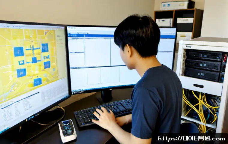 다산동 팬돌다 멈춤 - Photorealistic IT support workstation in Dasan-dong, desktop tower with its side panel removed, cool...