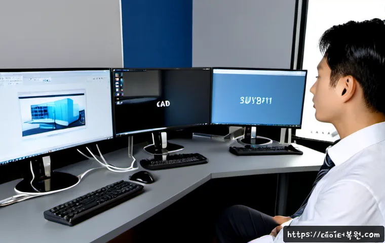 원효로 STATUS_STACK_BUFFER_OVERRUN - Photorealistic IT support workstation in a modern Yongsan office near Wonhyo-ro, dual monitors showi...