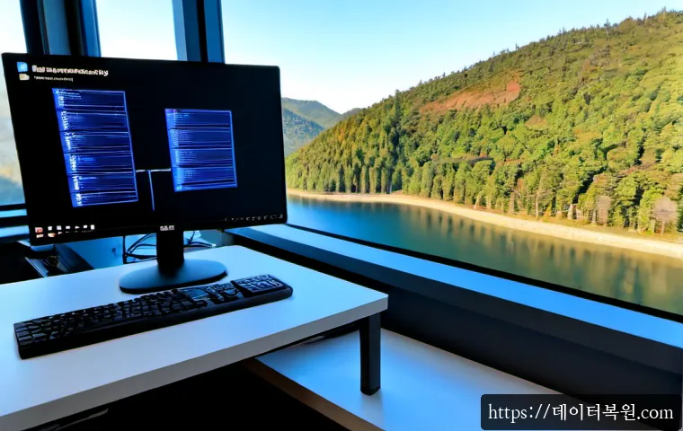 청평면 INACCESSIBLE_BOOT_DEVICE - Photorealistic IT support workstation in a quiet lakeside township office, desktop tower opened besi...