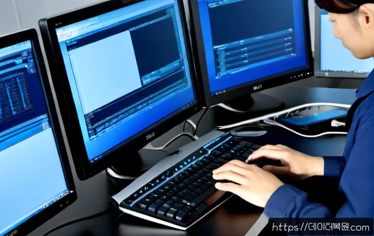 하면 STATUS_KERNEL_APC_PENDING - Photorealistic remote-support workstation, desktop PC displaying a frozen blue-toned system interfac...