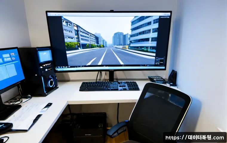 화곡동 VIDEO_MEMORY_MANAGEMENT_INTERNAL - Photorealistic remote-support workstation in a compact Hwagok-dong apartment office, dual monitors s...