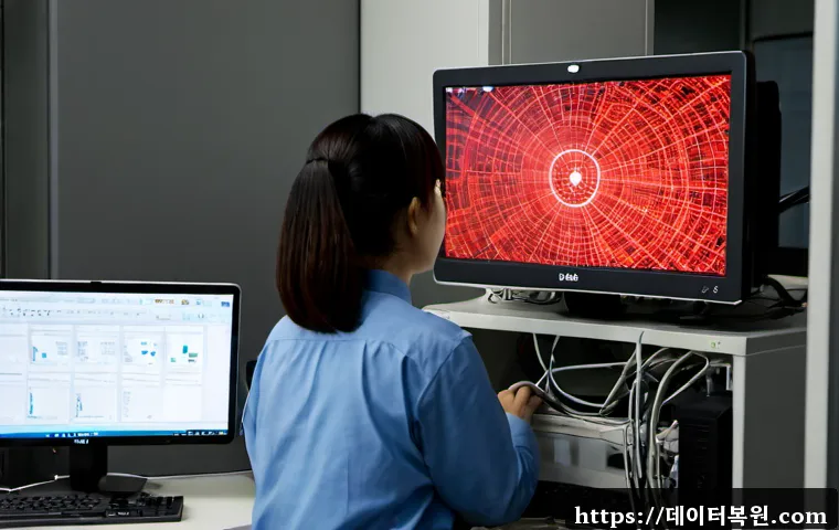 적선동 STATUS_SYSTEM_PROCESS_TERMINATED - Photorealistic IT support workstation in a compact Jongno office near Ikseon-style alley architectur...