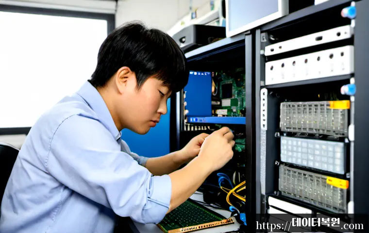 황학동 SSD조립 및 교체수리 - Photorealistic computer repair workstation in a compact Hwanghak-dong electronics workshop, technici...